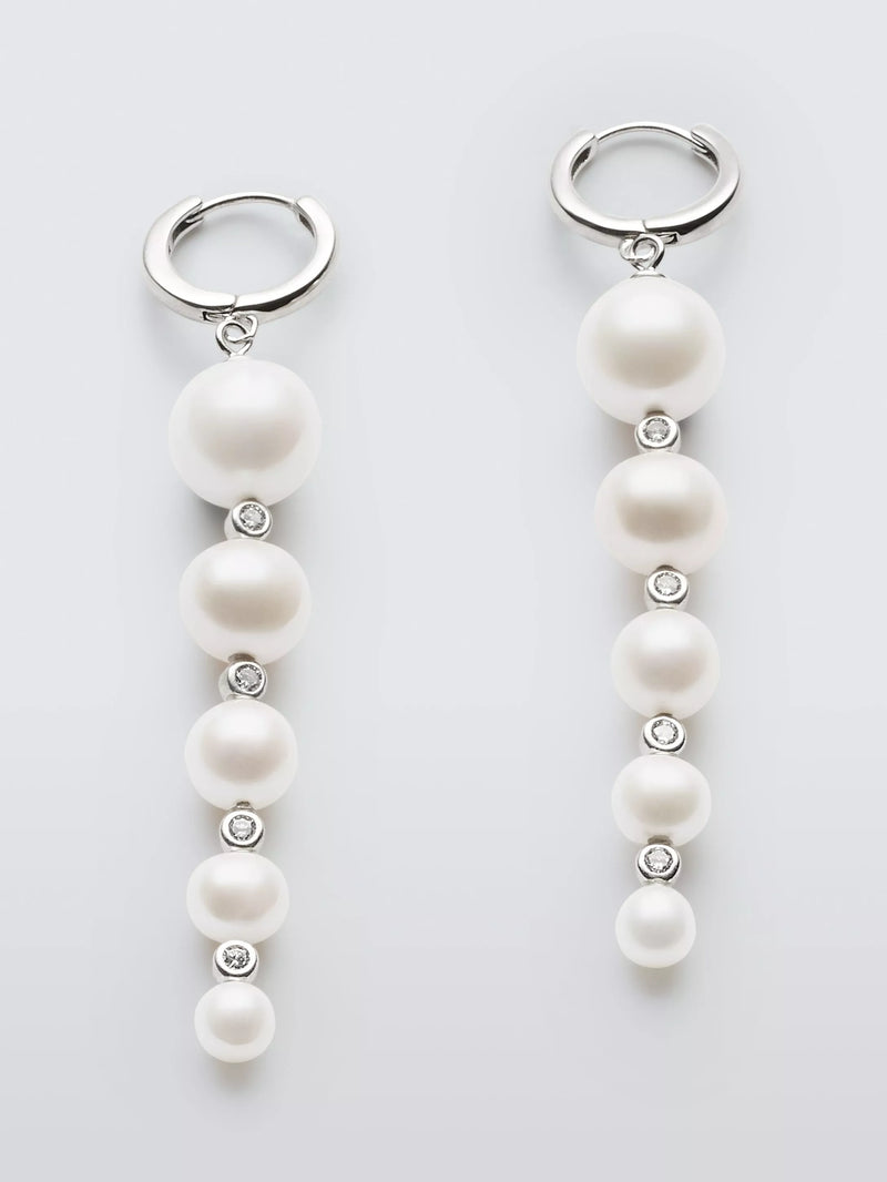 Lido graduated pearl drop earrings sterling silver, imported from the UK
