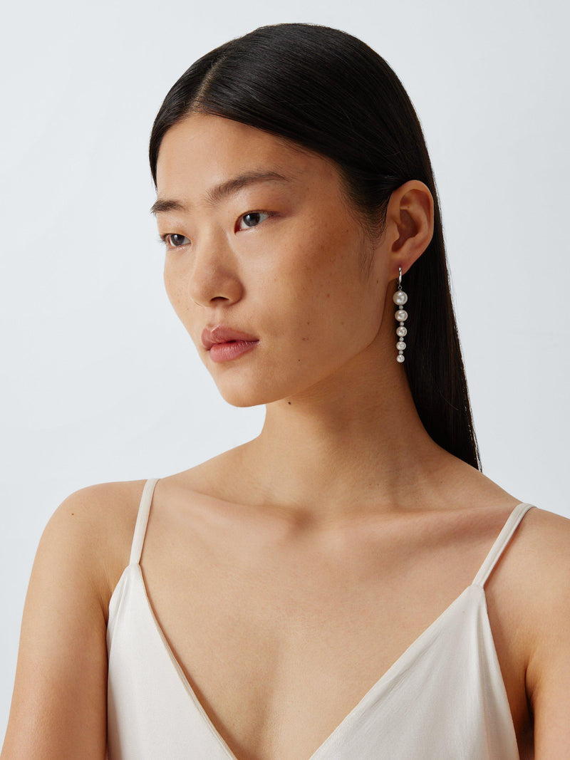 Lido graduated pearl drop earrings sterling silver, imported from the UK