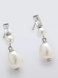 Lido baguette cubic zirconia pearl stud earrings 2cm (British brand)