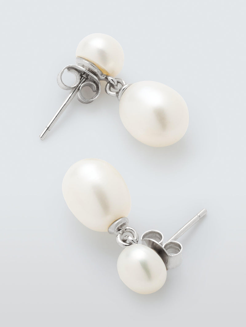 Lido freshwater pearl stud earrings silver - British product