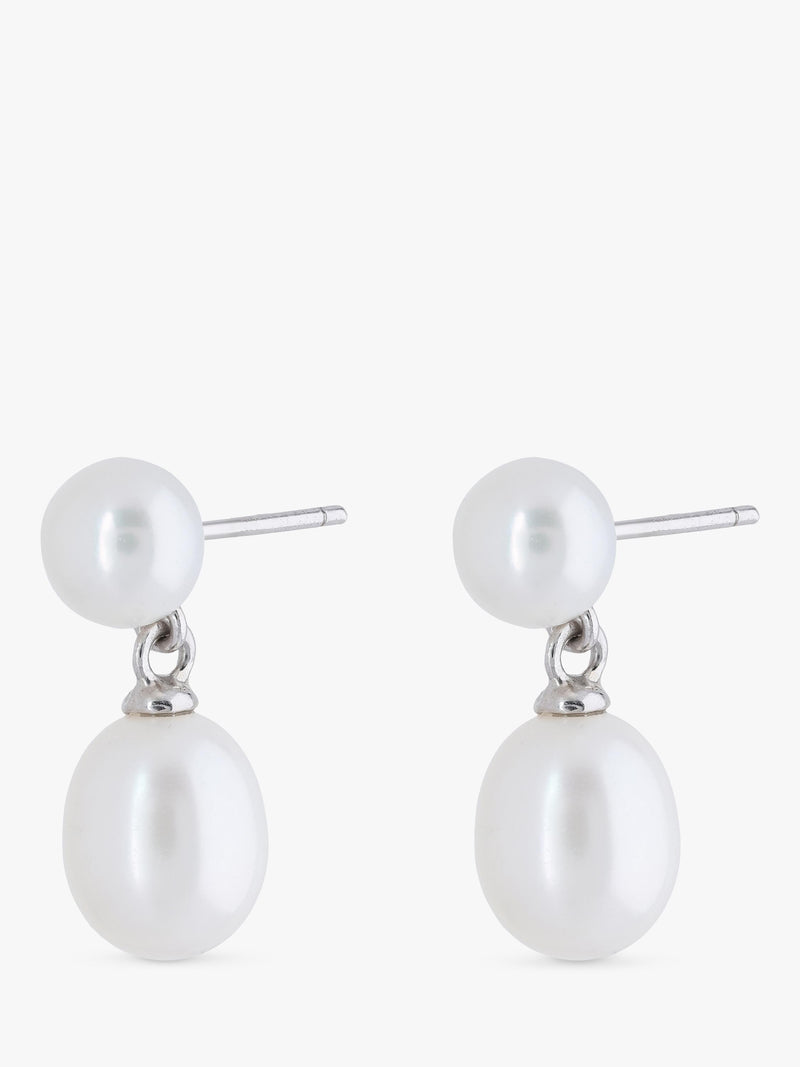 Lido freshwater pearl stud earrings silver - British product