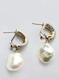Lido cross over cubic zirconia pearl drop earrings, imported from the UK