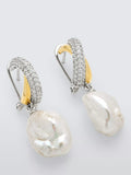 Lido cross over cubic zirconia pearl drop earrings, imported from the UK
