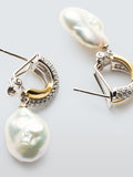 Lido cross over cubic zirconia pearl drop earrings, imported from the UK