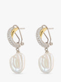 Lido cross over cubic zirconia pearl drop earrings, imported from the UK