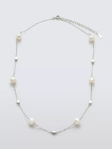 John Lewis Lido Pearl Station Chain Necklace, Silver, 45cm- Buy online at McGrocer