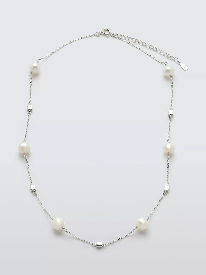 Lido pearl station chain necklace silver 40cm, UK version