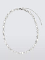 John Lewis Lido Freshwater Button Pearl Necklace, Silver, 40 cm + 10 cm Extension Chain- Buy online at McGrocer