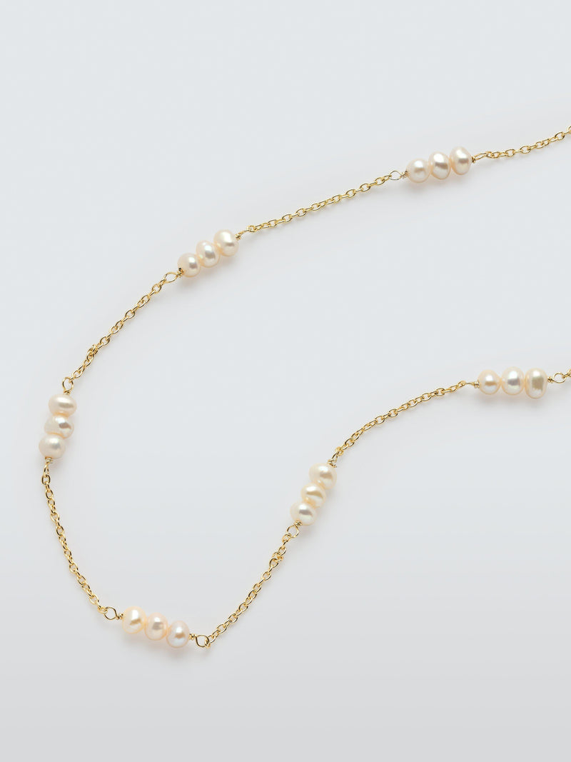 Lido freshwater pearl necklace gold plated sterling silver 60cm, UK version