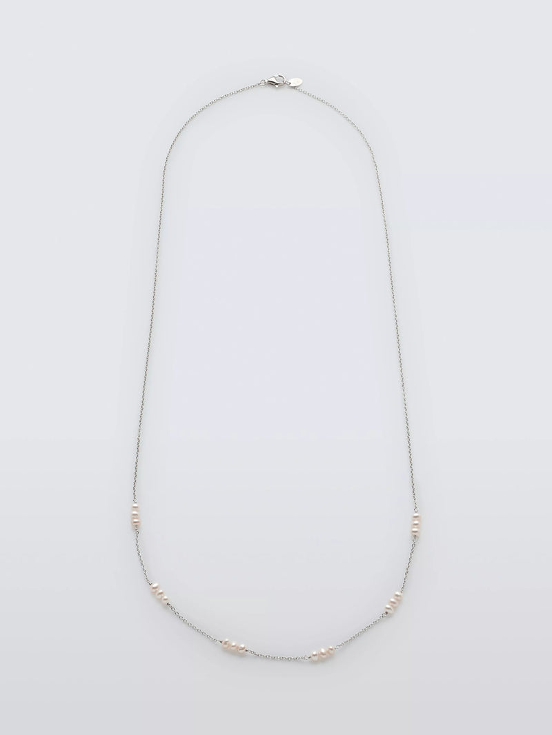 Lido freshwater pearl section necklace silver 60cm (British brand)