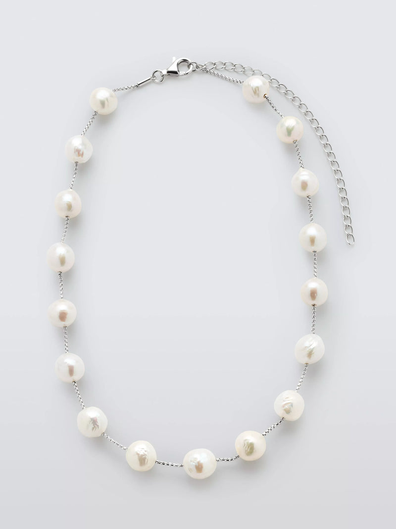 Lido large freshwater pearl necklace sterling silver chain (British brand)