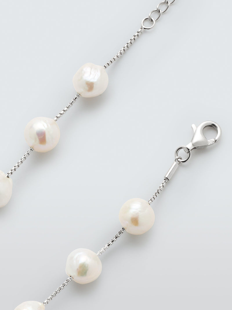 Lido large freshwater pearl necklace sterling silver chain (British brand)