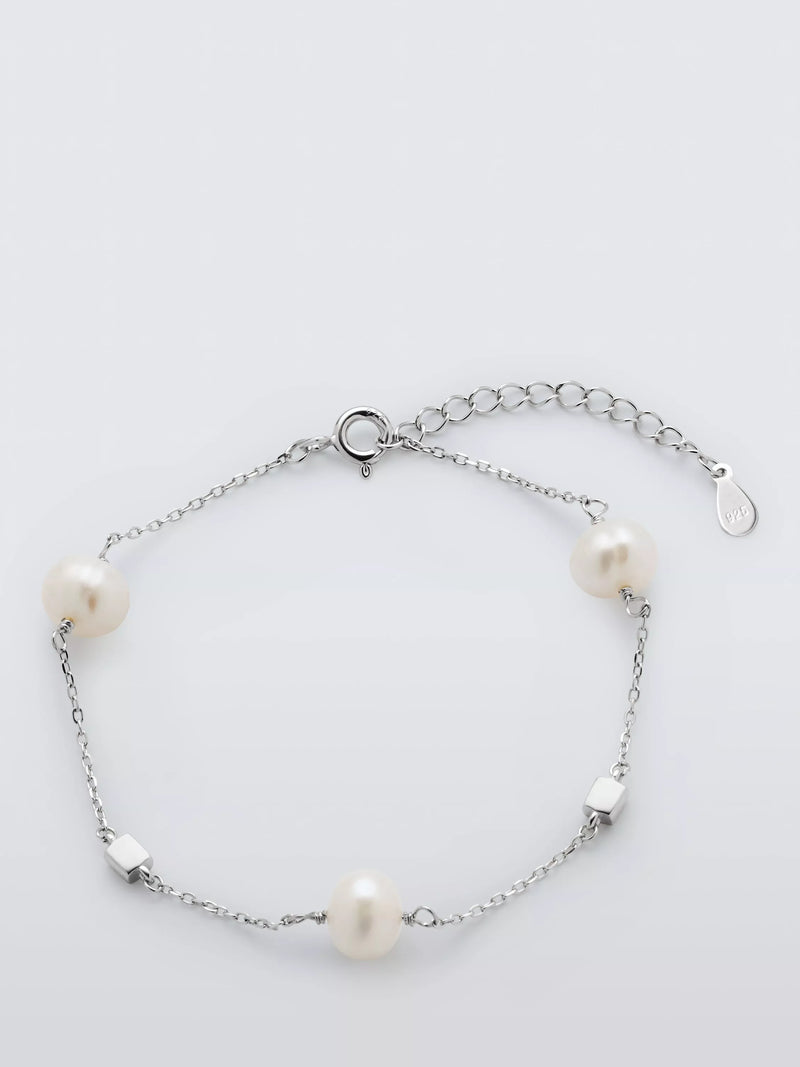 Lido delicate pearl bracelet silver, imported from the UK