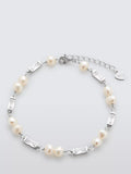Lido sterling silver pearl and cubic zirconia bracelet - British product