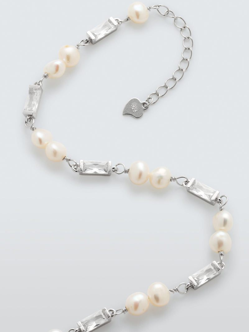 Lido sterling silver pearl and cubic zirconia bracelet - British product