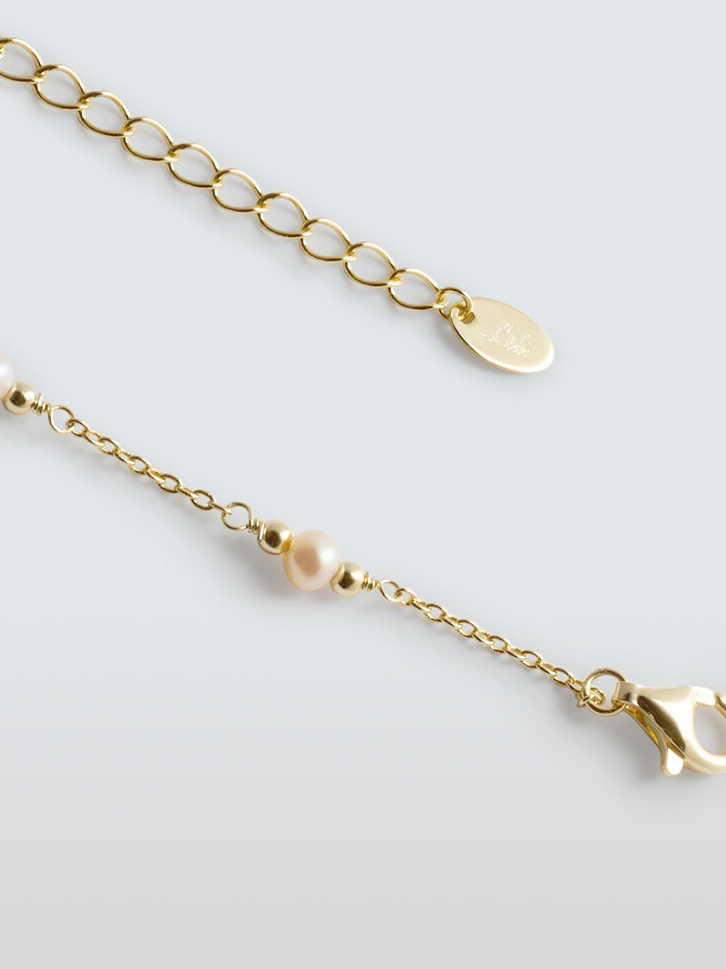 Lido Delicate Pearl Station Chain Bracelet Gold, imported from the UK