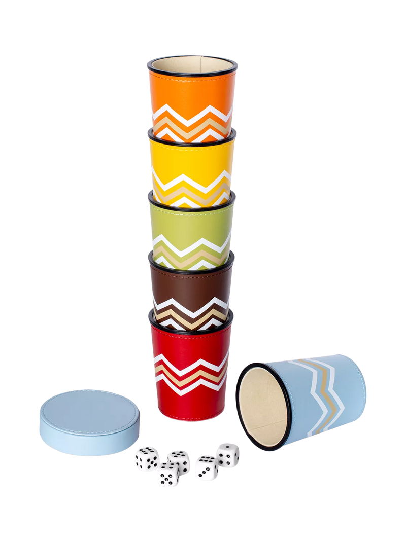 MaisonGames Leather Perudo Set colourful dice cups, UK version