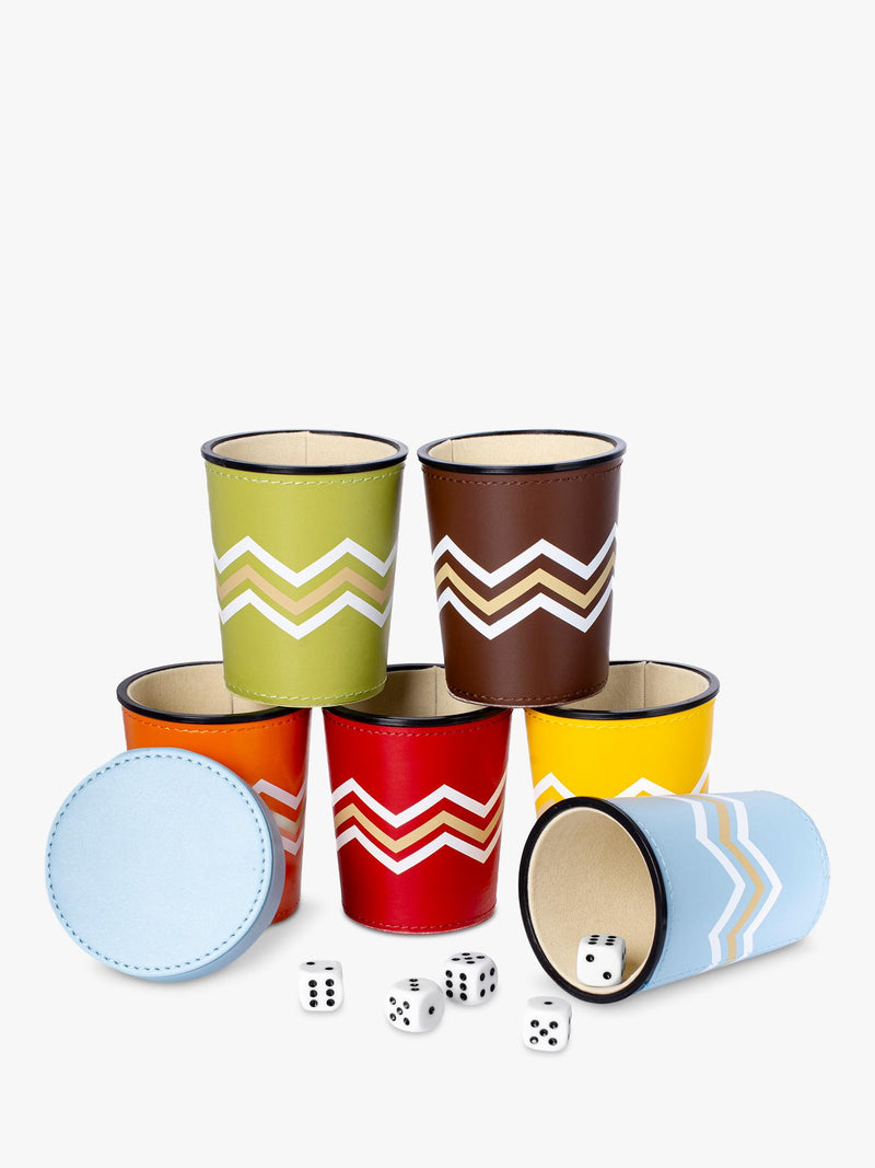 MaisonGames Leather Perudo Set colourful dice cups, UK version