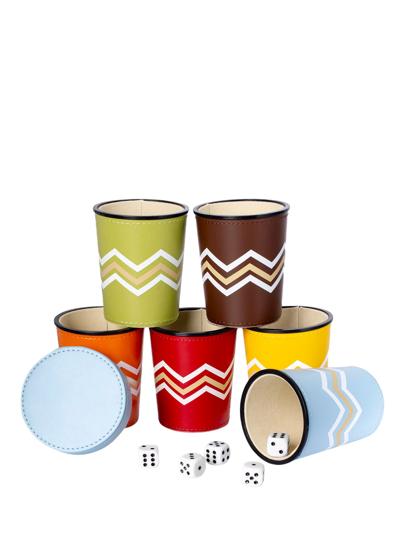 MaisonGames Leather Perudo Set colourful dice cups, UK version