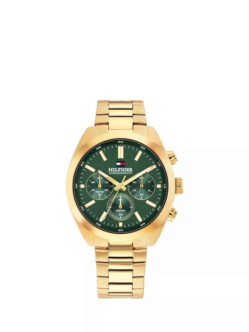 Tommy Hilfiger men's chronograph watch gold bracelet 44mm (British brand)