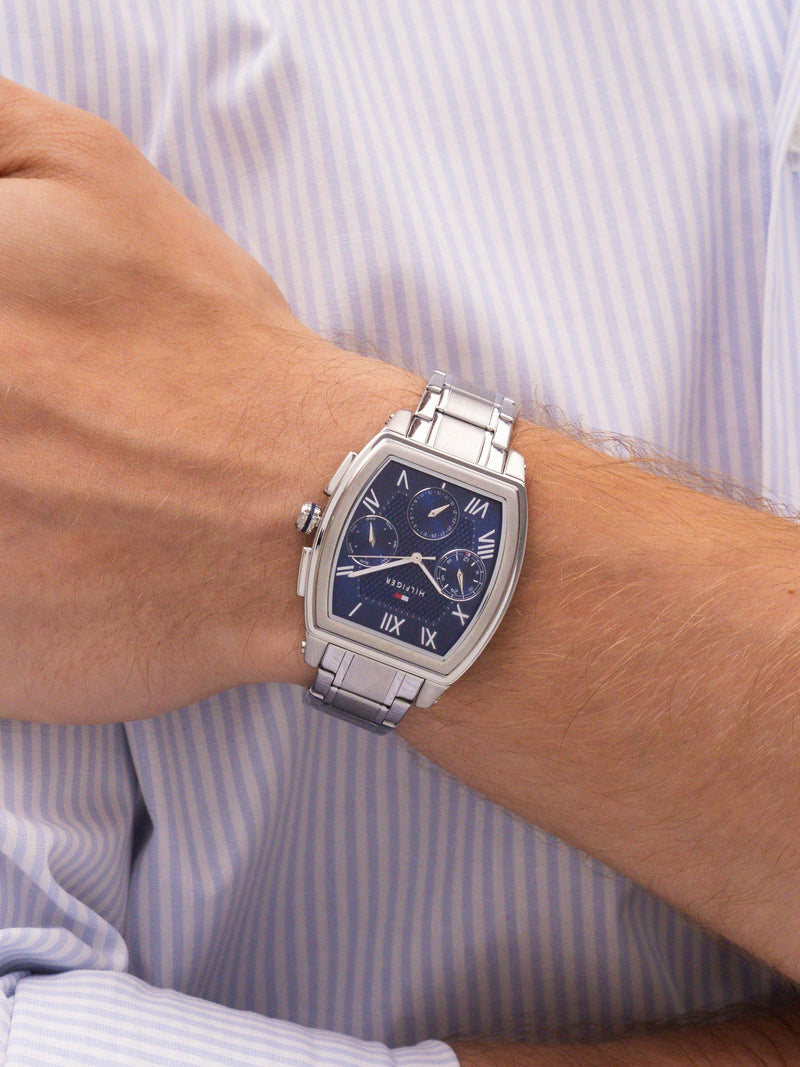 Tommy Hilfiger men's rectangular watch stainless steel navy dial - British product