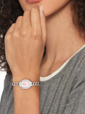 Tommy Hilfiger silver oval bracelet watch with blush dial, UK version