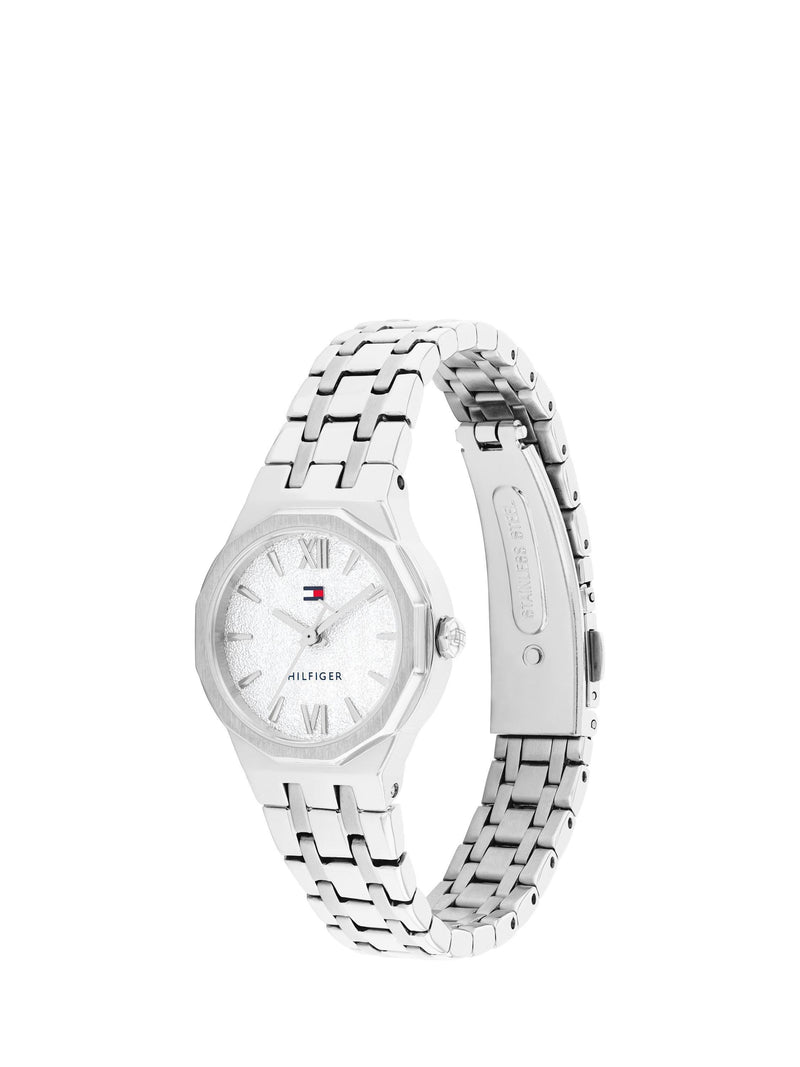 Tommy Hilfiger women's 25mm round silver bracelet watch (British brand)