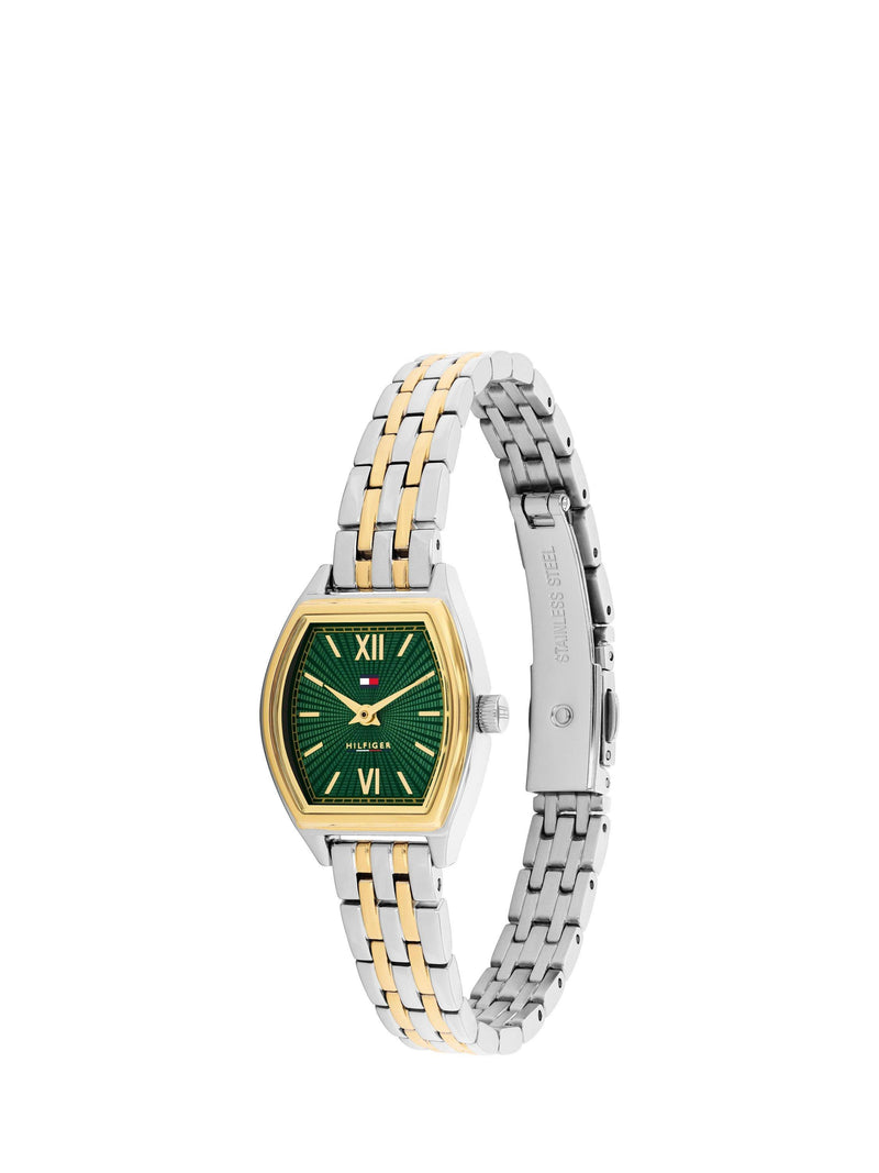 Tommy Hilfiger women's rectangular watch bi-colour bracelet strap, UK version