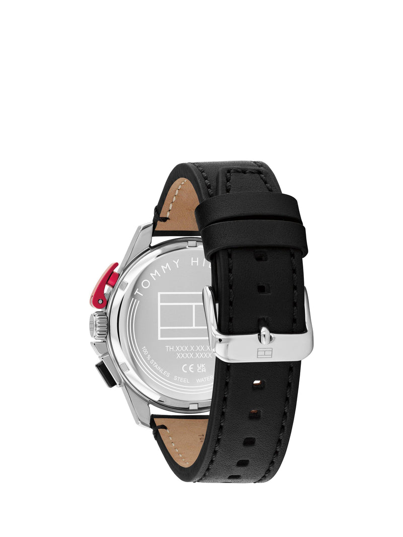 Tommy Hilfiger men's round leather strap watch 44mm, imported from the UK