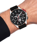 Tommy Hilfiger men's round leather strap watch 44mm, imported from the UK
