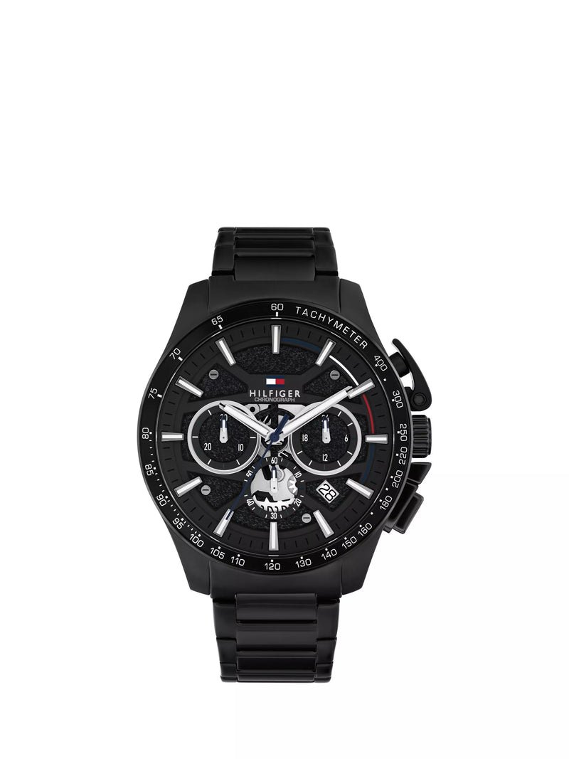 Tommy Hilfiger chronograph watch black skeleton dial (British brand)