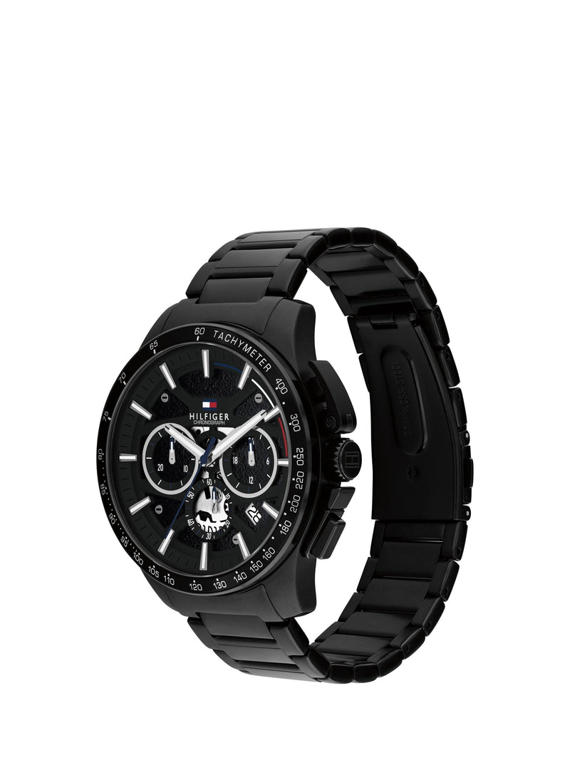 Tommy Hilfiger chronograph watch black skeleton dial (British brand)