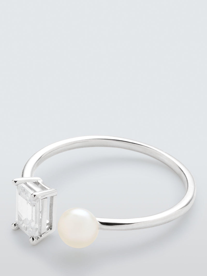Lido freshwater pearl cubic zirconia ring sterling silver, UK version