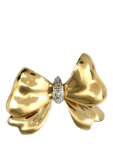 John Lewis Eclectica Pre-Loved Vintage 18ct Gold Plated Crystal Bow Brooch, Yellow Gold- Buy online at McGrocer