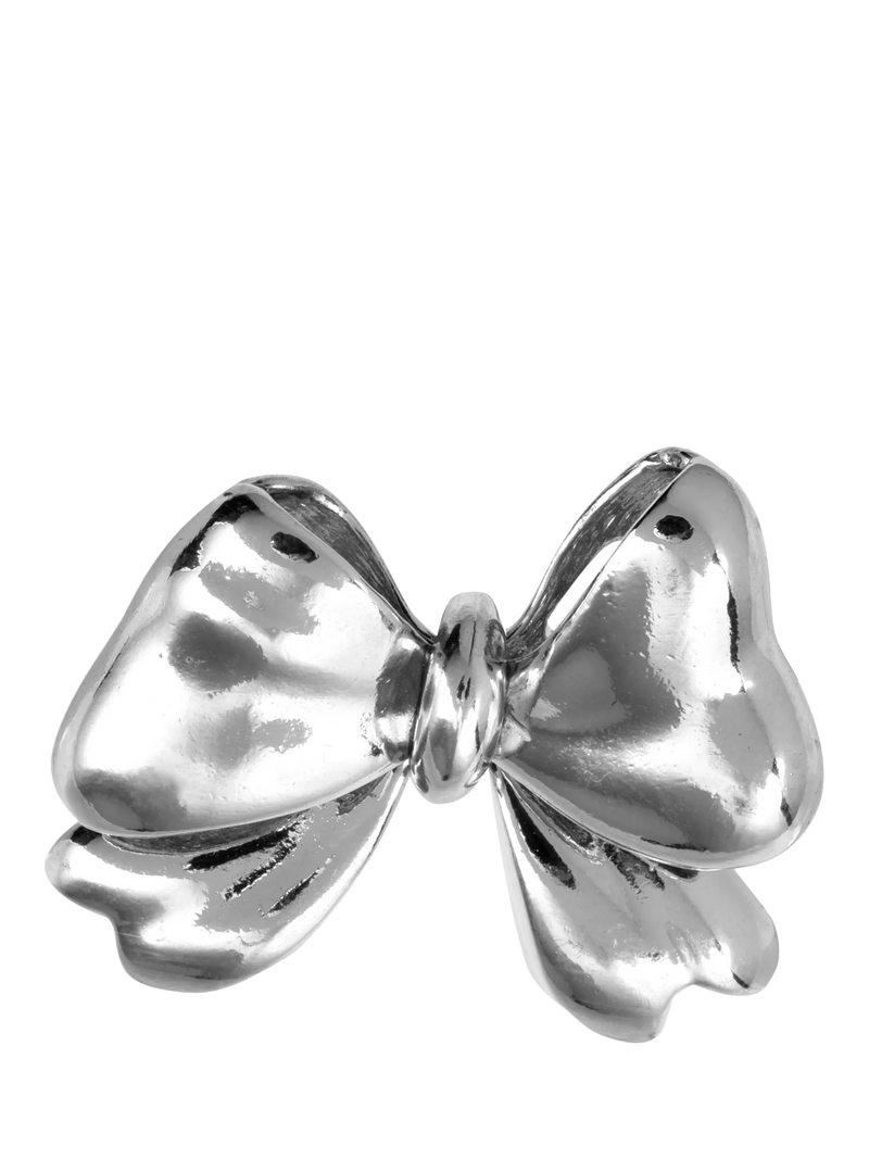 Eclectica pre-loved vintage rhodium plated bow brooch silver (British brand)