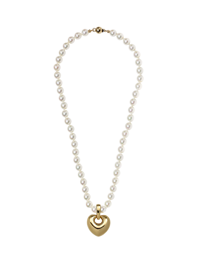Eclectica vintage heart pendant necklace faux pearls gold plated - British product