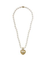 John Lewis Eclectica Pre-Loved Vintage Heart Faux Pearls Pendant Necklace Yellow Gold/Cream- Buy online at McGrocer