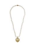 Eclectica vintage heart pendant necklace faux pearls gold plated - British product