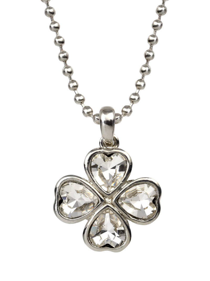 Eclectica vintage crystal clover pendant necklace 40cm (British brand)