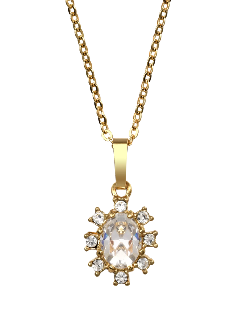 Eclectica pre-loved vintage gold plated crystal pendant necklace - British product