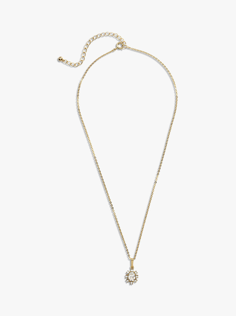 Eclectica pre-loved vintage gold plated crystal pendant necklace - British product