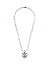 John Lewis Eclectica Pre-Loved Vintage Heart Faux Pearls Pendant Necklace, Silver Cream, 44cm- Buy online at McGrocer