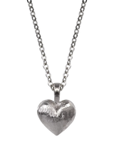 John Lewis Eclectica Pre-Loved Vintage Puffy Heart Pendant Necklace, Silver, 40cm + 7cm- Buy online at McGrocer
