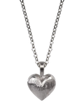 Eclectica vintage puffy heart pendant necklace silver 40cm (British brand)