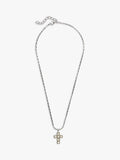 Eclectica vintage faux pearl cross pendant necklace 42cm, UK version
