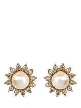 John Lewis Eclectica Pre-Loved Vintage Gold Plated Daisy Faux Pearl Clip-On Earrings- Buy online at McGrocer