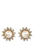 Eclectica vintage gold plated daisy faux pearl clip-on earrings 1.5cm (British brand)