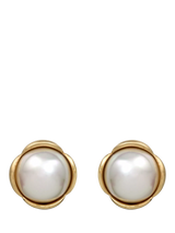 John Lewis Eclectica Pre-Loved Vintage Gold Plated Pearl Cabochon Clip-On Earrings, Yellow Gold/Cream- Buy online at McGrocer