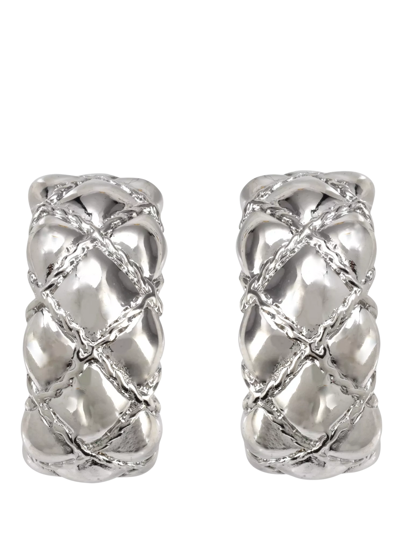 Eclectica quilted demi-hoop clip-on earrings H2xW1cm (British brand)