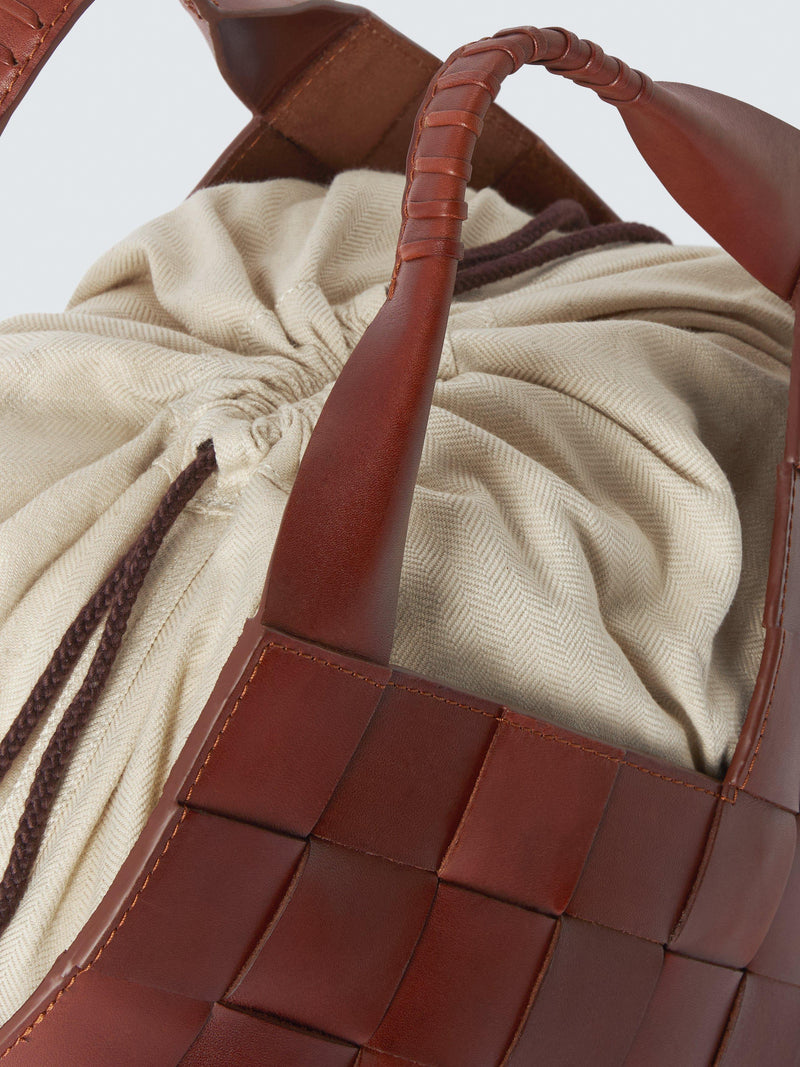 Dragon Diffusion Botteghe woven leather bucket bag, imported from the UK